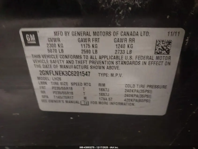 2012 CHEVROLET EQUINOX 2LT