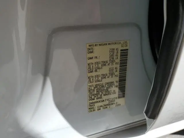 2016 NISSAN FRONTIER S  