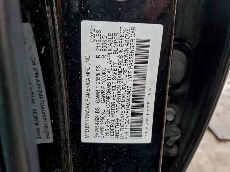 2021 HONDA ACCORD LX  