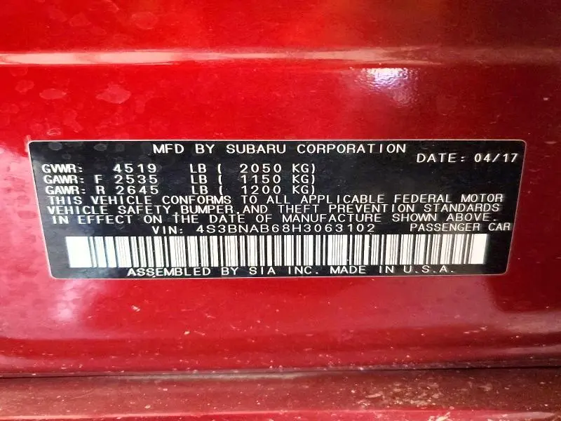 2017 SUBARU LEGACY 2.5I  