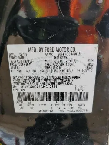 2012 FORD ESCAPE XLT  