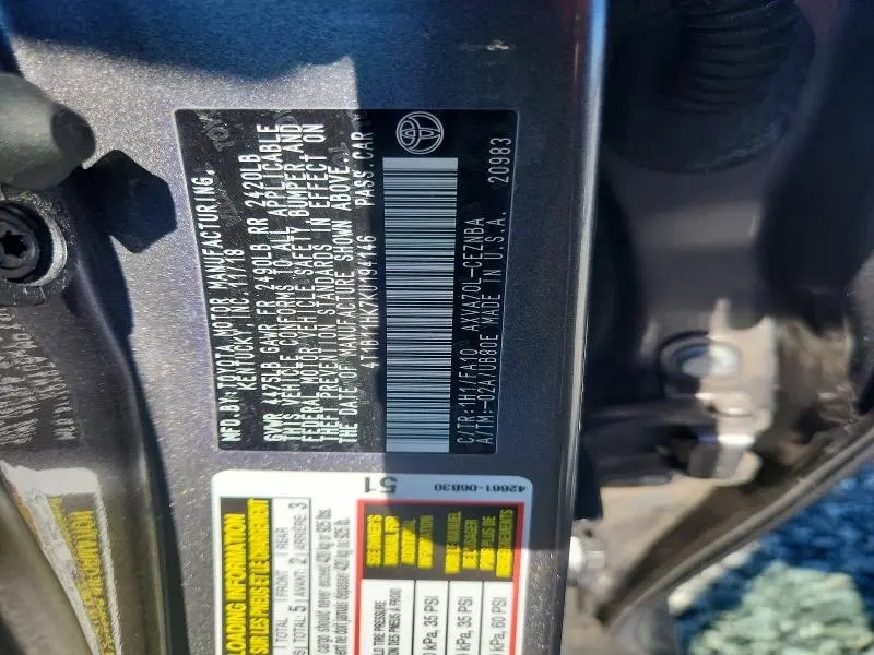 2019 TOYOTA CAMRY LE  