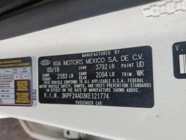 2019 KIA FORTE FE  