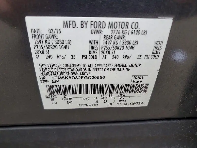 2015 FORD EXPLORER XLT  