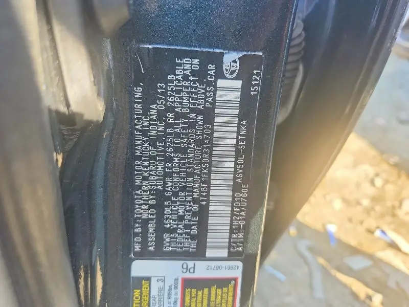 2013 TOYOTA CAMRY   