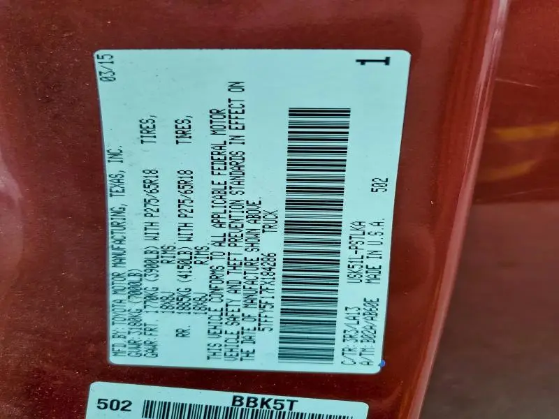 2015 TOYOTA TUNDRA CREWMAX LIMITED  