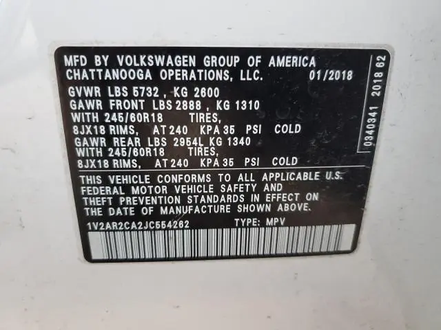 2018 VOLKSWAGEN ATLAS S  