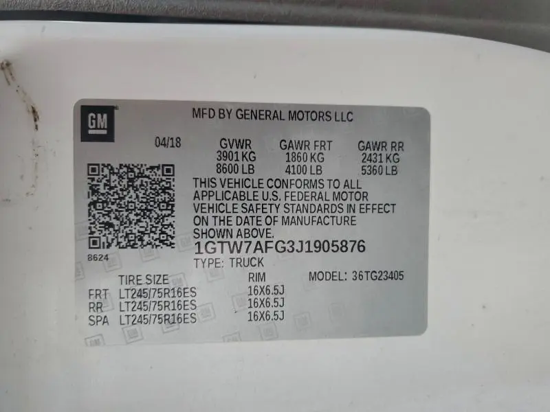 2018 GMC SAVANA G2500  