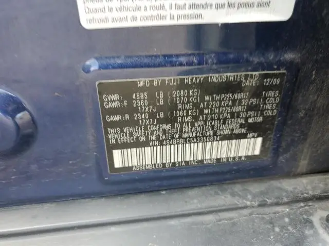 2010 SUBARU OUTBACK 2.5I LIMITED  