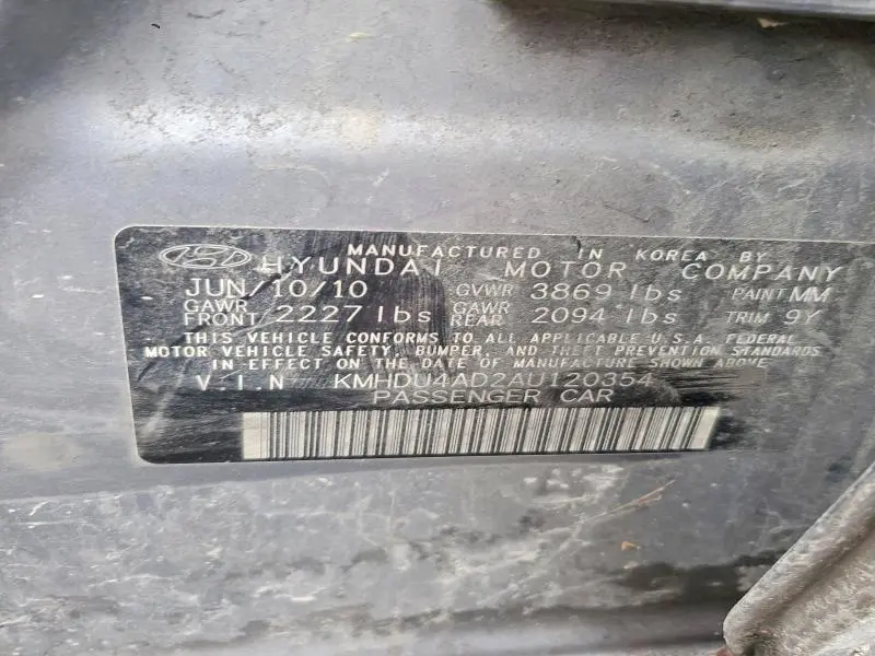 2010 HYUNDAI ELANTRA BLUE  
