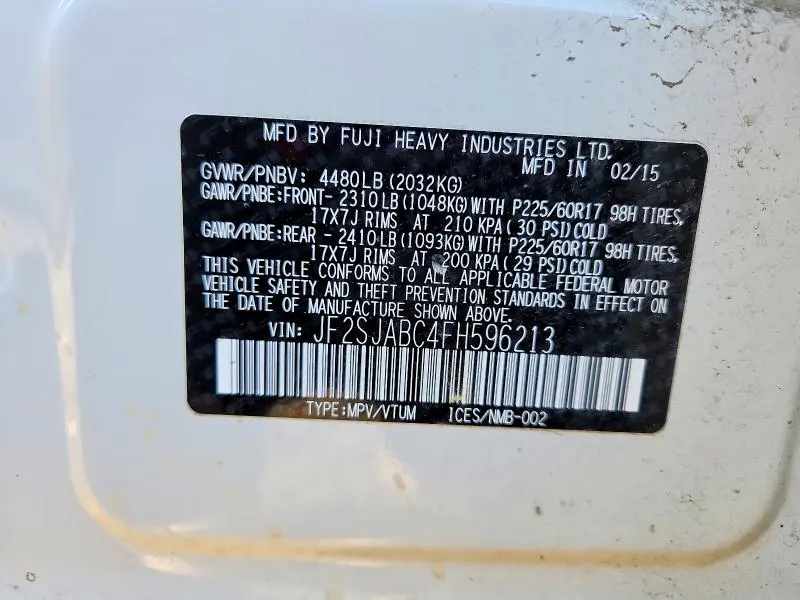 2015 SUBARU FORESTER   