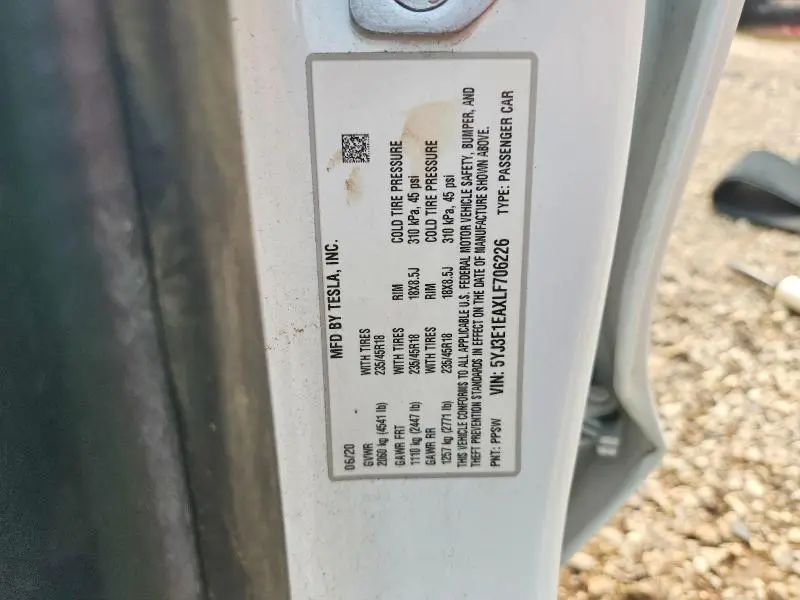 2020 TESLA MODEL 3   