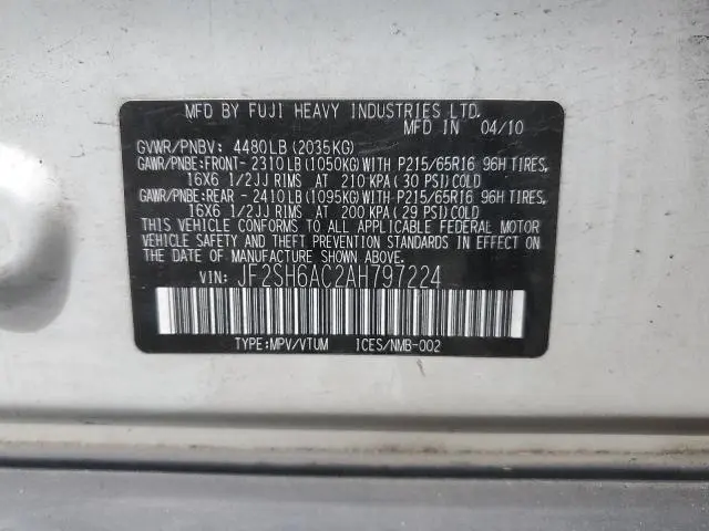 2010 SUBARU FORESTER 2.5X  