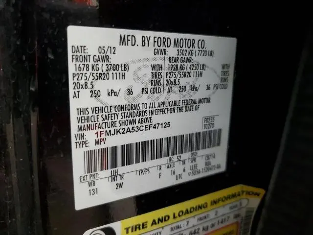 2012 FORD EXPEDITION EL LIMITED  