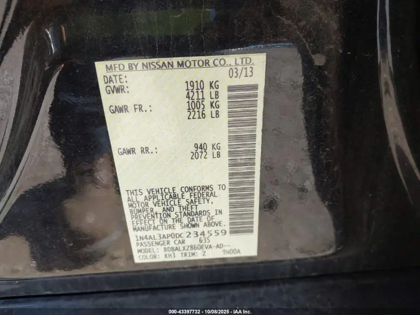 2013 NISSAN ALTIMA 2.5 SL