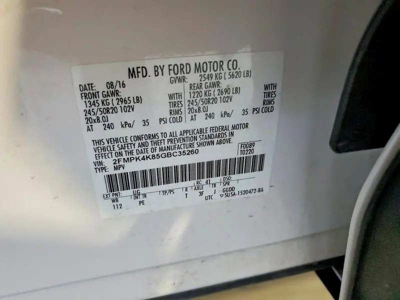 2016 FORD EDGE TITANIUM  