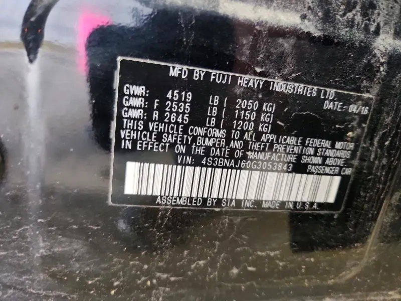 2016 SUBARU LEGACY 2.5I LIMITED  