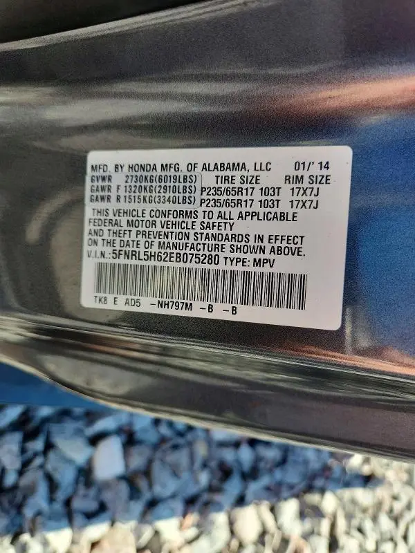 2014 HONDA ODYSSEY EXL  