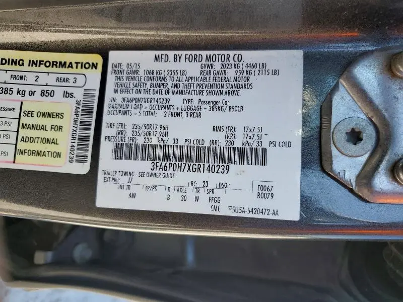 2016 FORD FUSION SE  