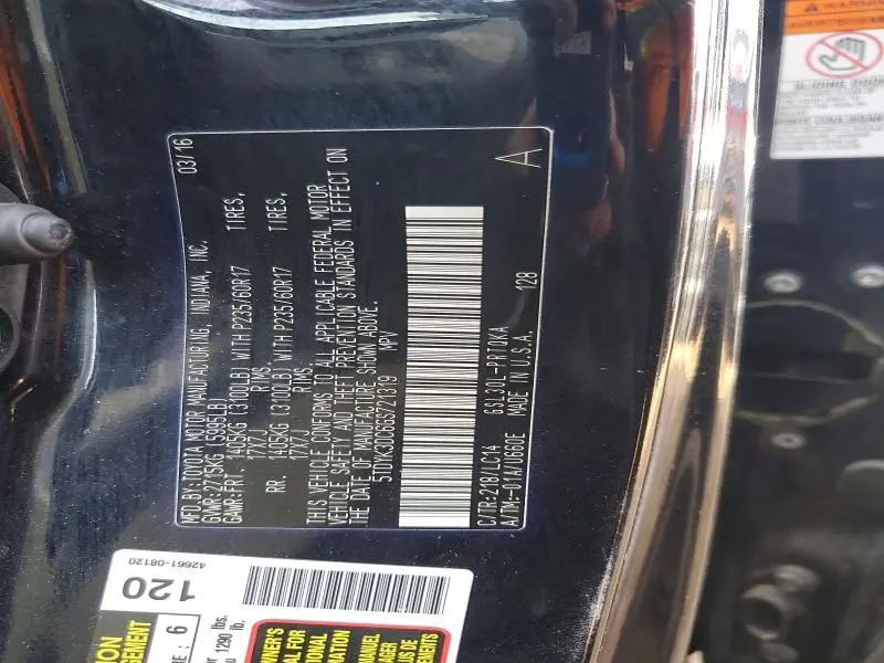 2016 TOYOTA SIENNA XLE 8-PASSENGER  