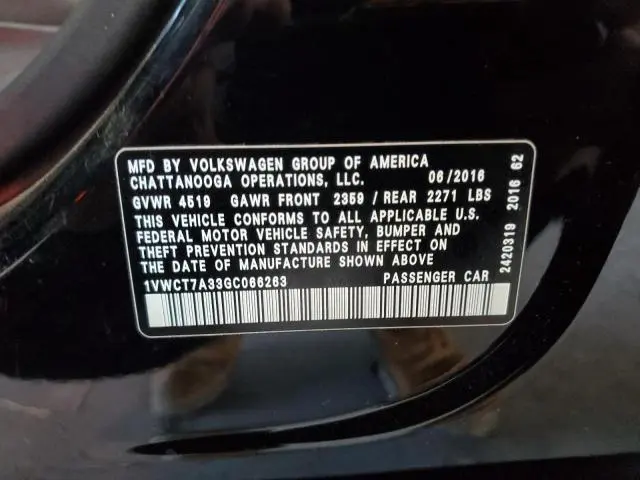 2016 VOLKSWAGEN PASSAT SEL