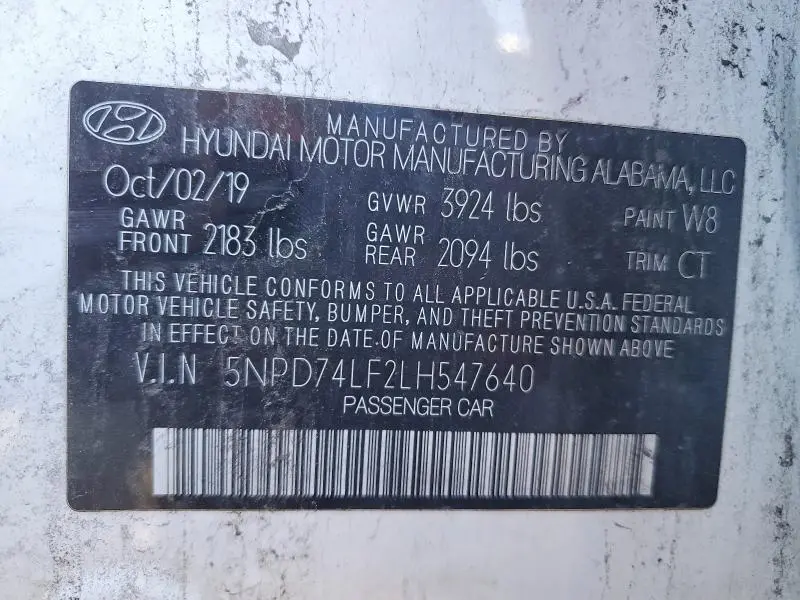 2020 HYUNDAI ELANTRA SE  