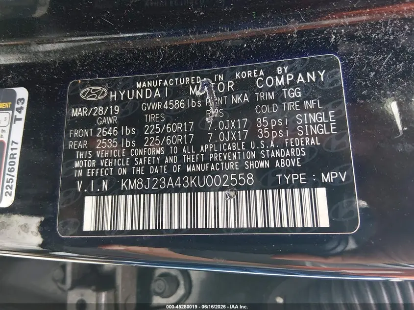 2019 HYUNDAI TUCSON SE