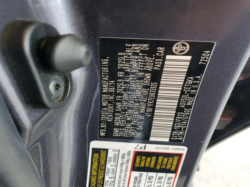 2014 TOYOTA CAMRY XLE  