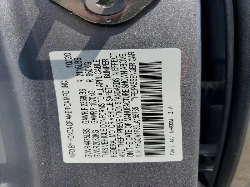 2020 HONDA ACCORD SPORT  