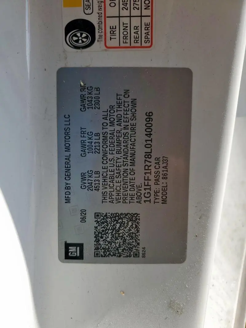 2020 CHEVROLET CAMARO LZ