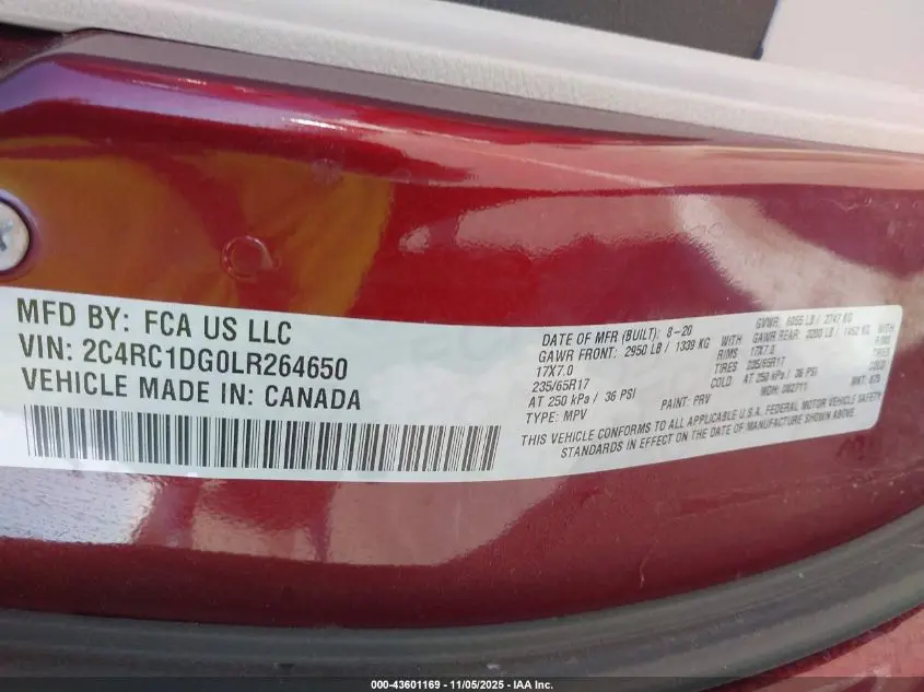 2020 CHRYSLER VOYAGER LXI