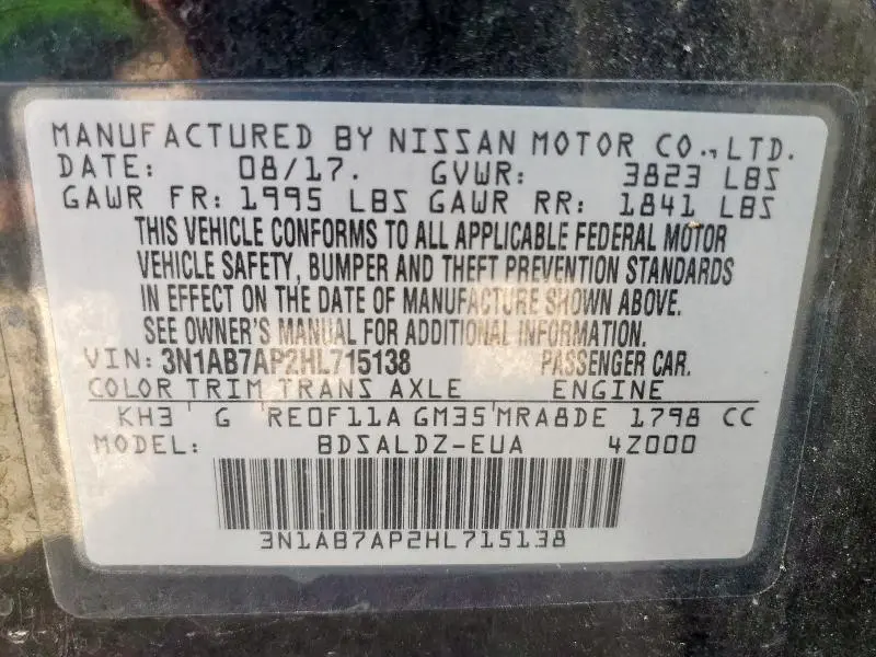 2017 NISSAN SENTRA S  