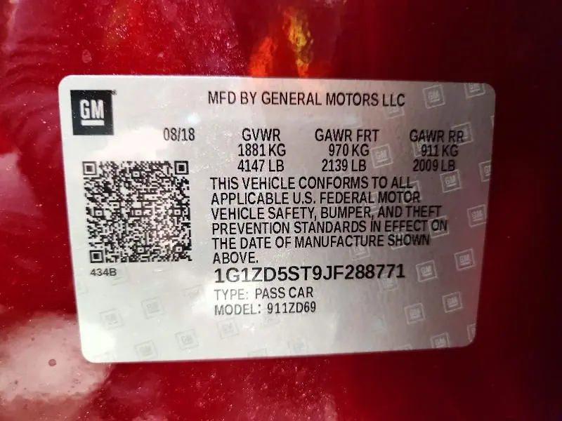 2018 CHEVROLET MALIBU LT  