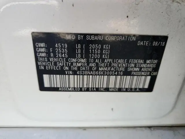 2019 SUBARU LEGACY 2.5I