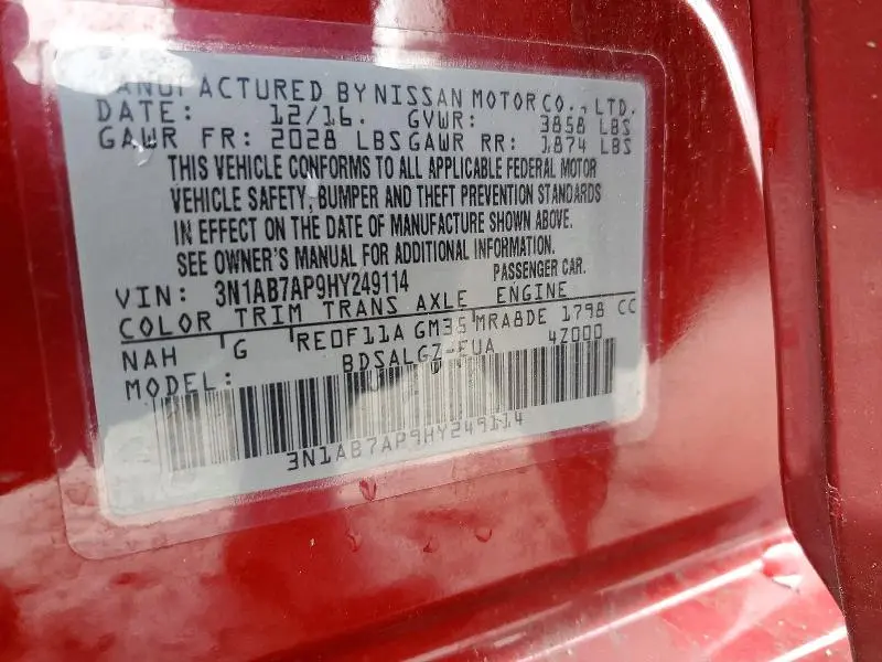 2017 NISSAN SENTRA SL  