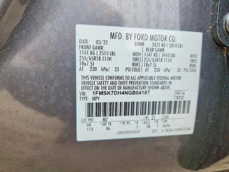 2022 FORD EXPLORER XLT  