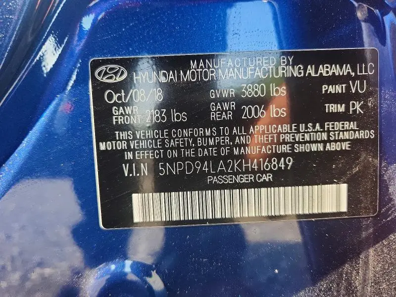2019 HYUNDAI ELANTRA ECO  