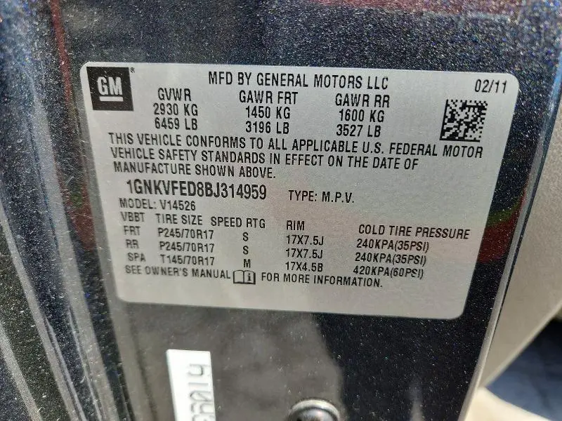 2011 CHEVROLET TRAVERSE LS  