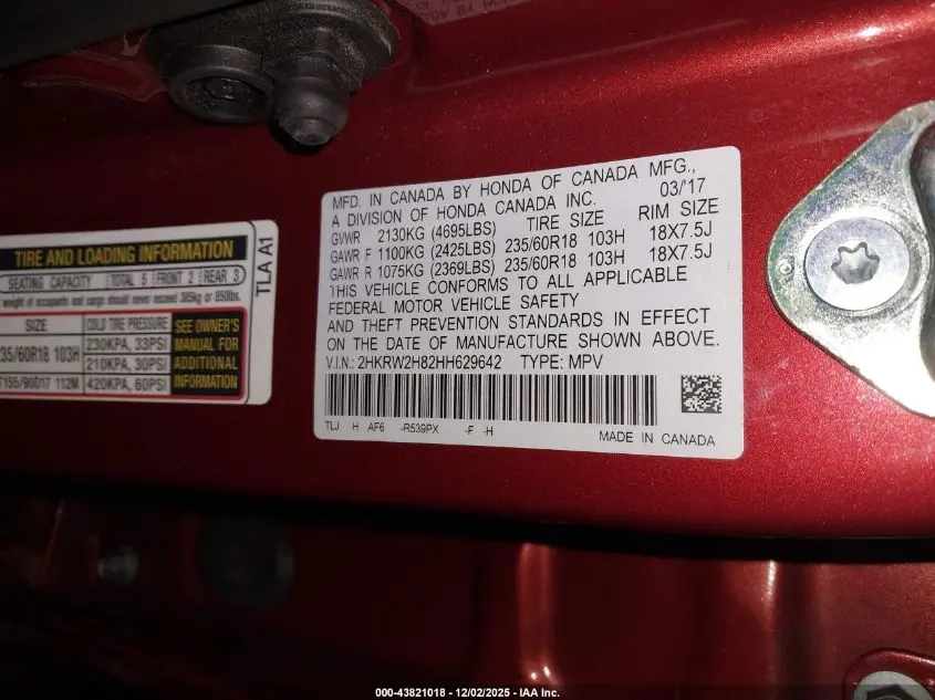 2017 HONDA CR-V EX-L/EX-L NAVI