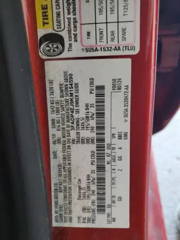 2019 FORD FIESTA SE  