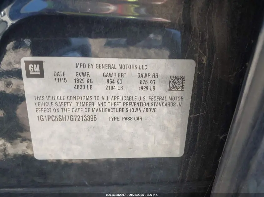 2016 CHEVROLET CRUZE LIMITED LS AUTO