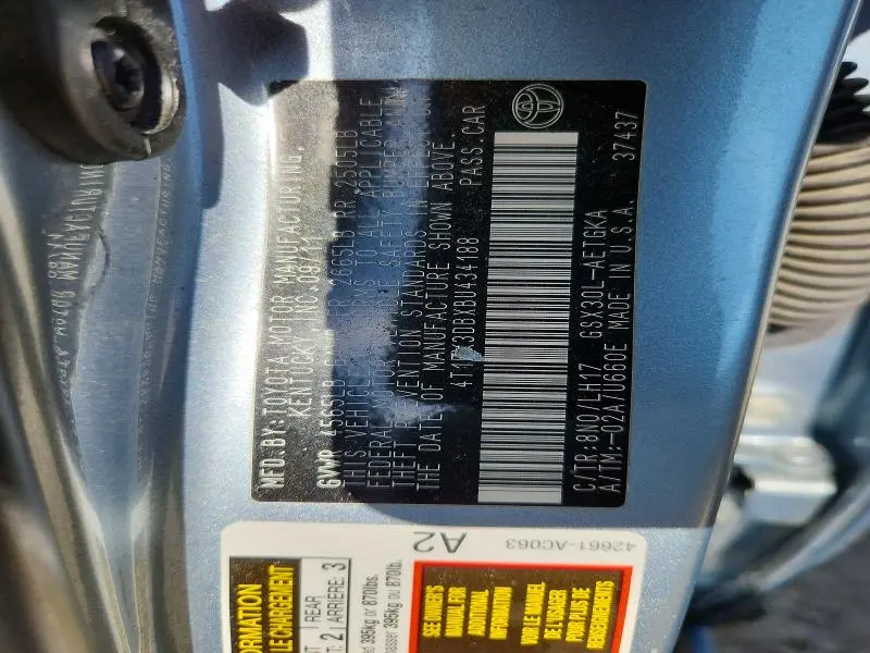2011 TOYOTA AVALON BASE  