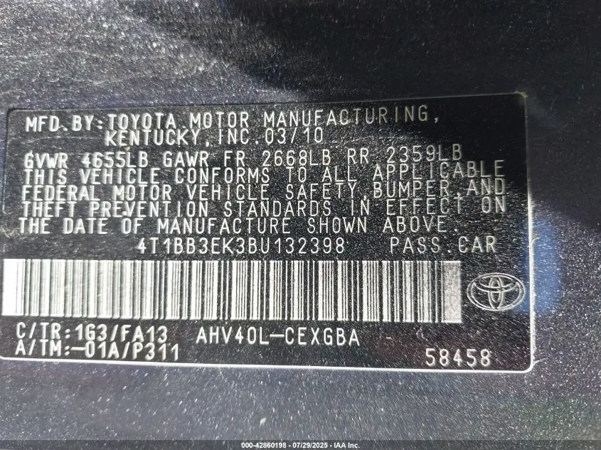 2011 TOYOTA CAMRY HYBRID  