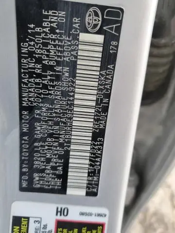 2014 TOYOTA COROLLA L