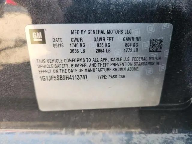 2017 CHEVROLET SONIC PREMIER  