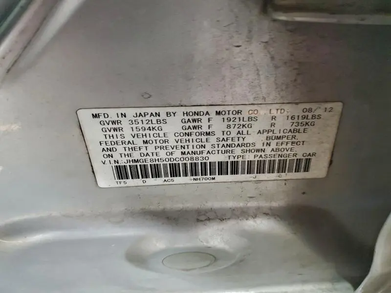 2013 HONDA FIT SPORT  