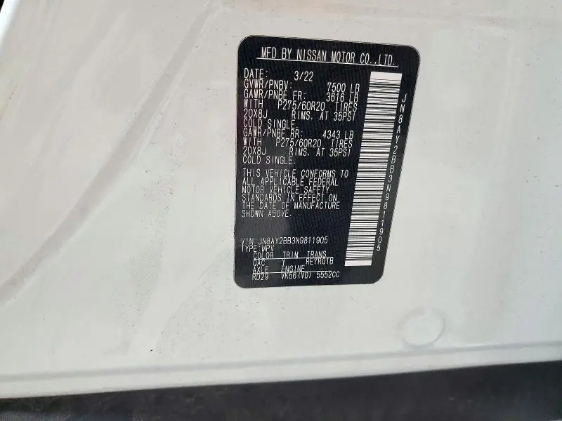 2022 NISSAN ARMADA SL  