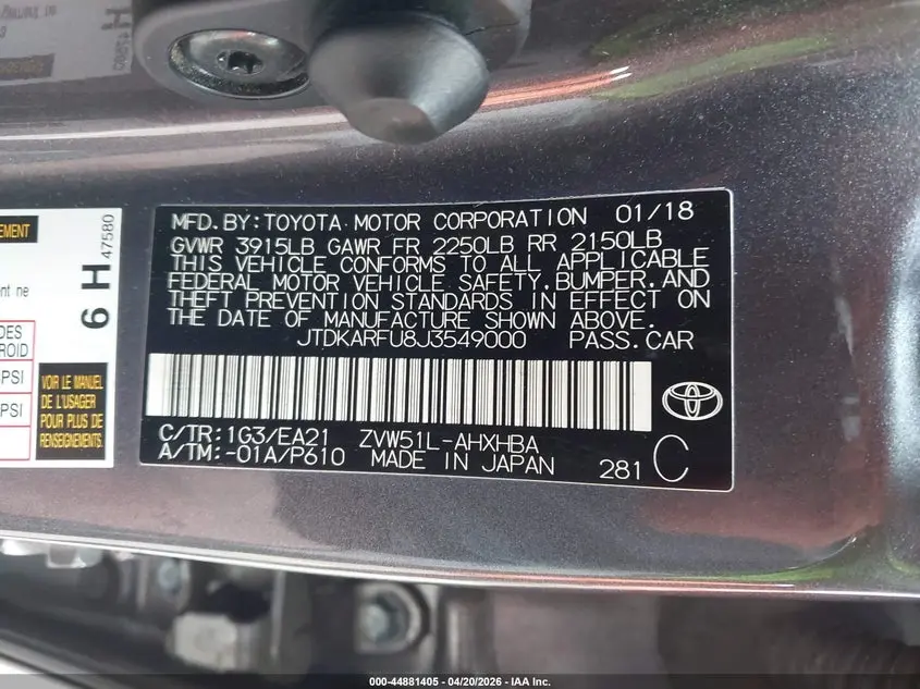 2018 TOYOTA PRIUS FOUR TOURING