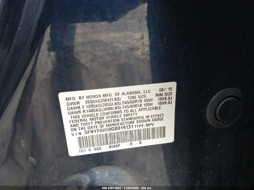 2016 HONDA PILOT EX-L