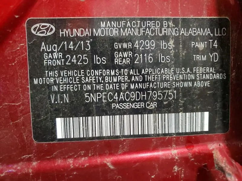 2013 HYUNDAI SONATA LIMITED  